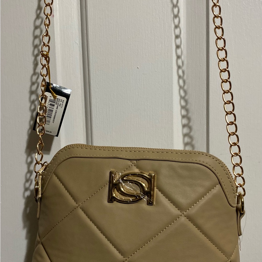 New Quilted Bebe Tan Crossbody Bag
